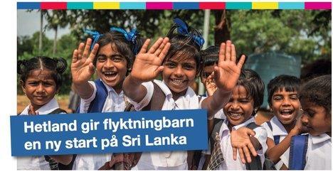 Bilde som viser elever ved skolen i Sri Lanka som Hetland har samlet inn penger til - Klikk for stort bilde